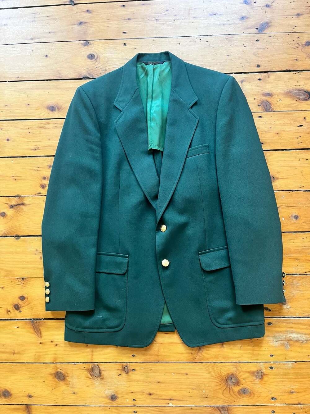 Kingsridge Miller Bros Forest Green Blazer Sport Coat Jacket Gold Buttons 40R